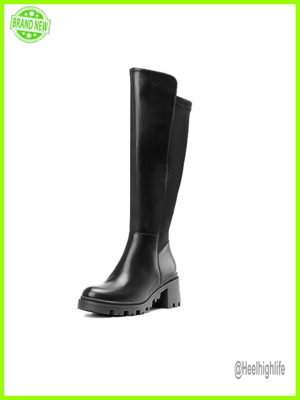 Knee High Boots, Chunky Platform, Round Toe Stretch Boots for Women